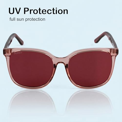 PERKEY Square Pink UV Protected Polarized Stylish Goggles Men Women - PRKY008-C3