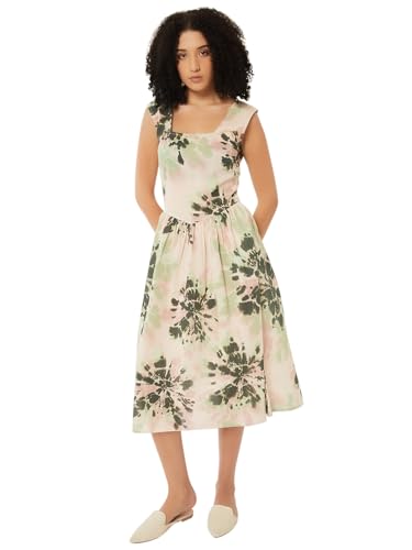 Max Women Printed A-line Midi Dress(Green_XS)