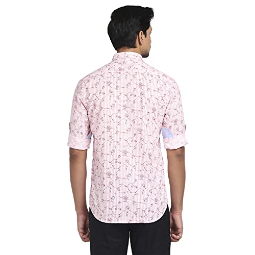 Color Plus Men's Full Sleeve Tailored Fit Medium Red Casual Shirt