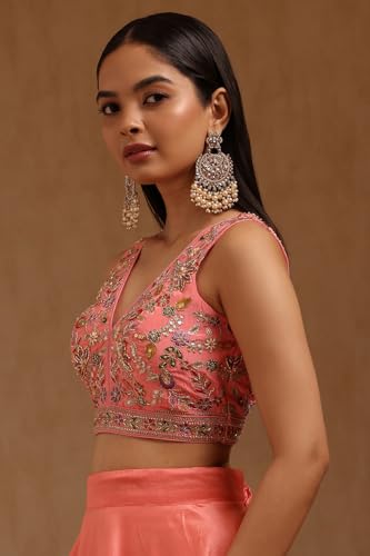 Soch Womens Pink Crepe Embroidered Padded Blouse with Cutdana
