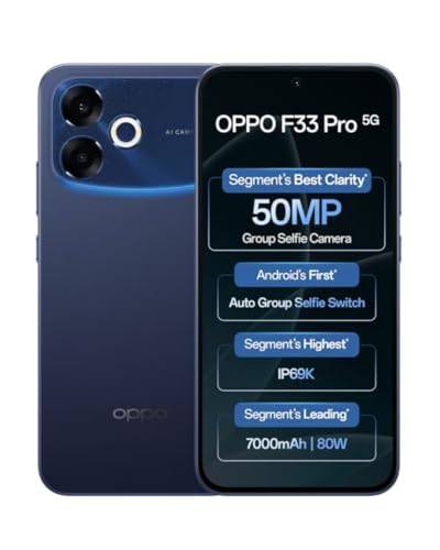 OPPO F33 Pro 5G Smartphone (8GB RAM, 128GB Storage,Starry Blue) |50MP Ultrawide Selfie Camera|7000 mAh Long Battery Life | 80W Fast Charging-with No Cost EMI/Bank Offers