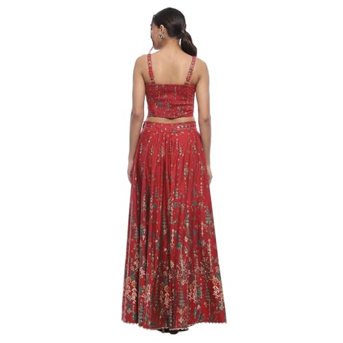 BIBA Women's Polyester Lehenga Sets (FEST2741AW24RED_Red_38)