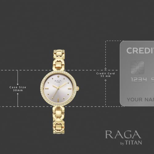 Raga Spotlight 2.0 Quartz Analog 3Hands Display Silver Dial Gold Color Strap Watch for Women - 95420YM01