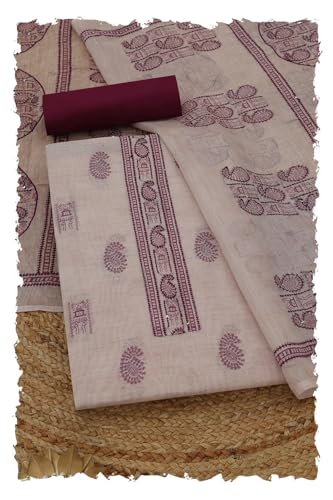 Soch Womens Pink Chanderi Warli Dress Material With Sequins