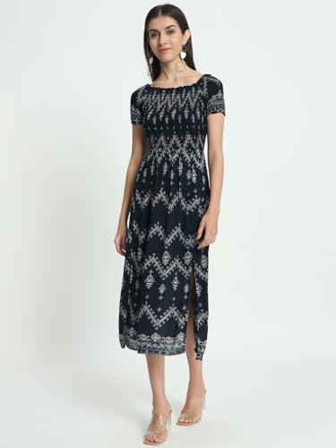 veldress21 Women Knee Length Dress Short Stylish Beachwear Casual Summer Dress Trendy Collage Regular,Office Collage Wear Multicolor for Girls (M) (L, Blue)