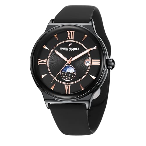 Daniel Hechter Paris Round Dial Watch for Men with Roman Indices, Stylish Silicone Strap, Water Resistant & Quartz Movement