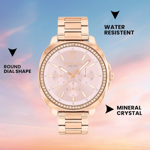 Coach Kitt Qtz Multifunction Blush Tonneau Dial Women's Watch|Ionic Plated Rose Gold Steel Material|Rose Gold Color Band - 14504399