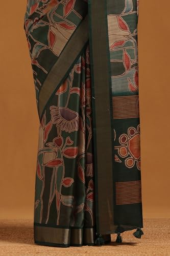 Soch Womens Green Tussar Botanical Saree