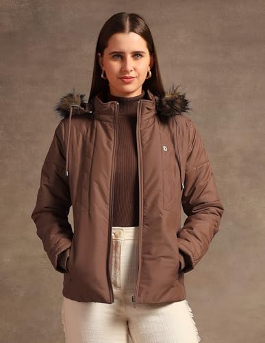 U.S. POLO ASSN. Hooded Solid Padded Jacket (UWAW24JCK152_Brown_S)
