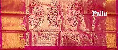 VFCollections Women's Kanchipuram Silk Saree with Rich Royal Golden Zari and Traditional Border – With Blouse (VFC682-8)