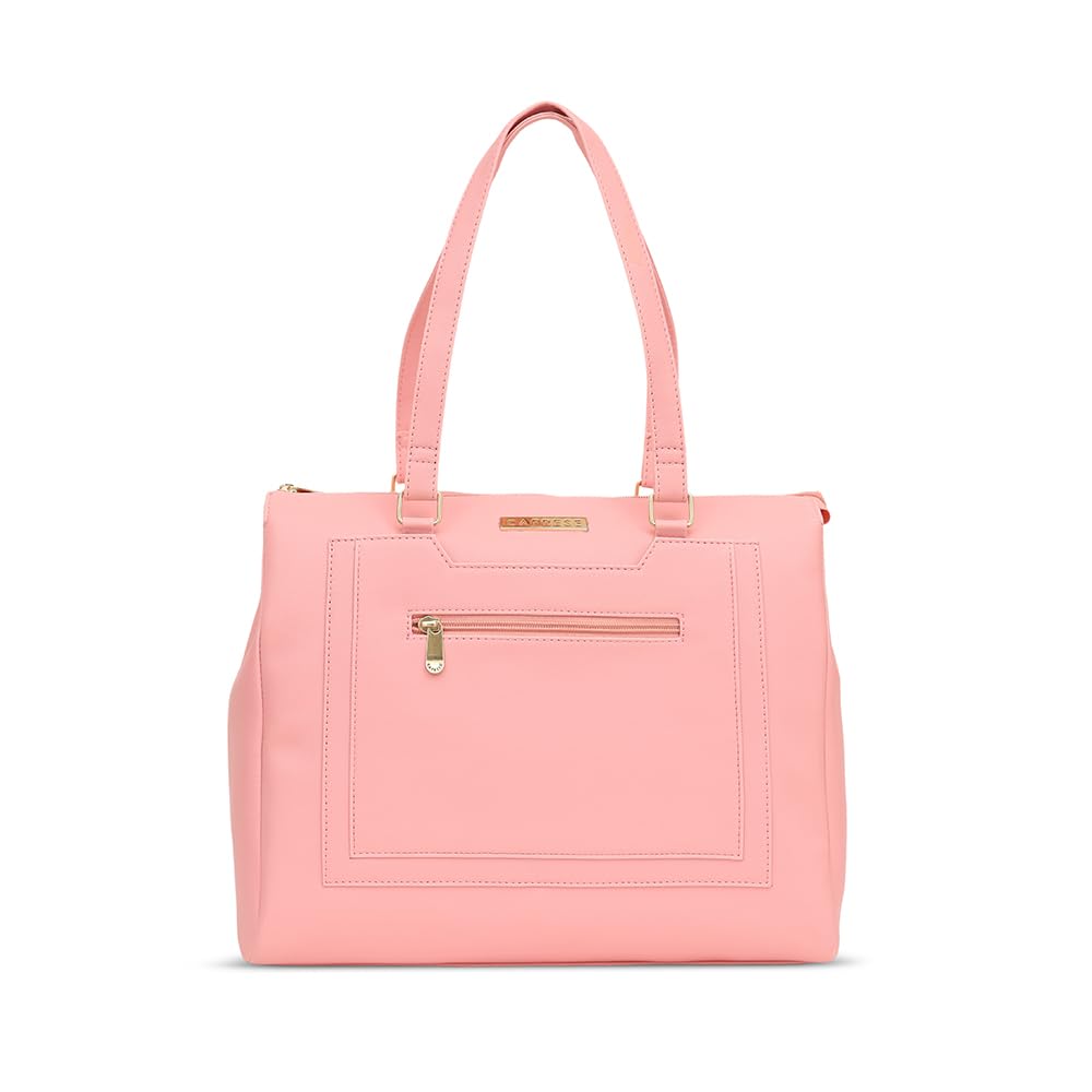 Caprese Ginty Satchel Bag, Medium | Stylish Solid Handbag for Women with Comfortable Flat Handles, Adjustable & Detachable Sling Strap | Secure Zip Closure | Perfect for Casual & Daily Use (Red)