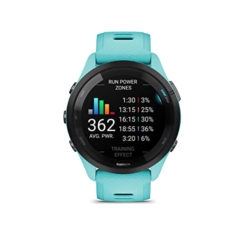 Garmin Forerunner 265 Music GPS Running Smartwatch,Amoled Touchscreen, Battery Upto 13 Days, HRV Status & Advanced Sleep Monitoring, SPO2,Morning Report, Track Running, Cross Training with Aqua Band