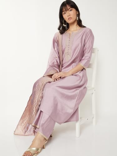 Max Women Embroidered A-line Kurta Set (Purple_XXL)