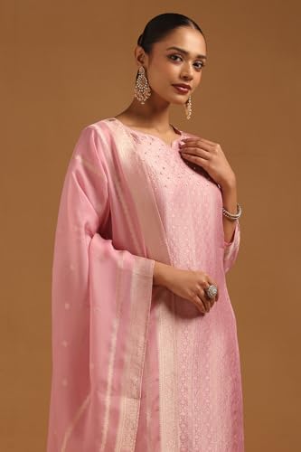 Soch Womens Pink Viscose Blend Zari Woven Salwar Suit With Sequins