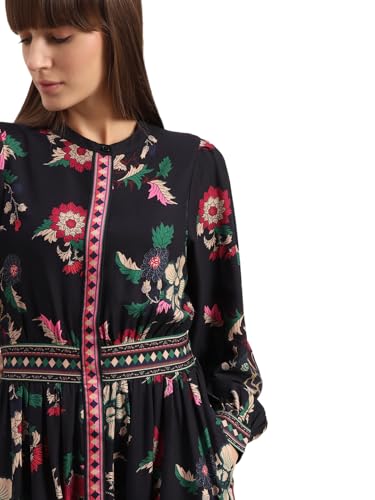 VERO MODA Women's Fit and Flare Navy Blue Dress