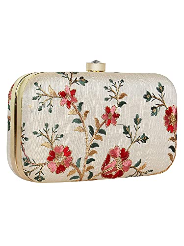 REGMESS Tulle Embroidered Faux Silk Clutch