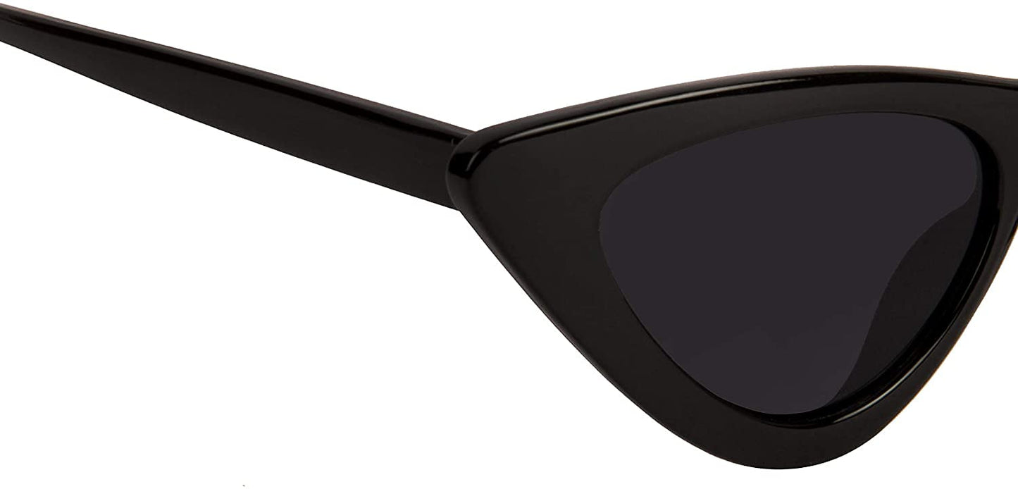 CREATURE Retro Vintage Narrow Cat Eye Sunglasses for Women and girls (BLACK)
