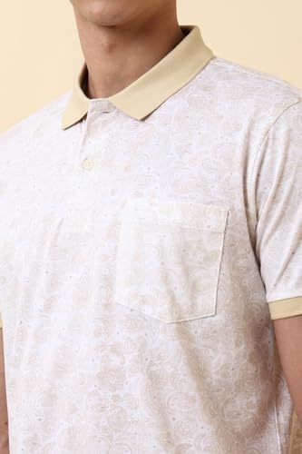 Allen Solly Men White Print Polo Neck T-Shirt