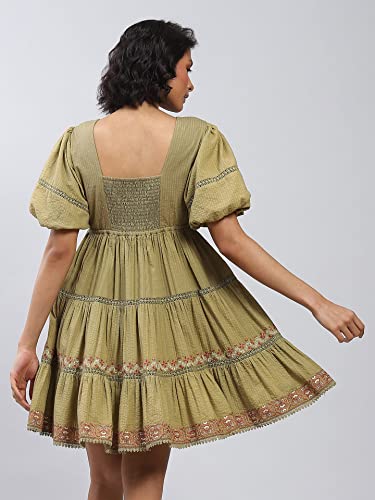 Label RITU KUMAR Louisa Short Dress Olive