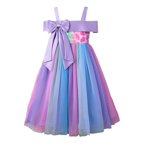 Hopscotch Girls Multi Short Sleeves Oversized Bow Applique Gown for Age (3-4 Years)