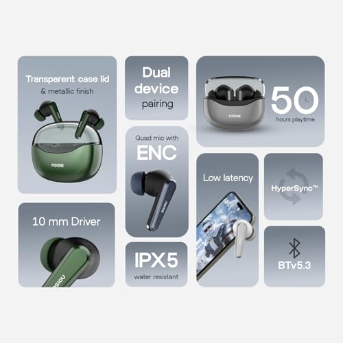 Noise Newly Launched Buds VS601 in Ear Truly Wireless Earbuds with 50H of Playtime, Transparent Case Lid, Quad Mic ENC, Dual Device Pairing, 10Mm Driver, BT V5.3 (Copper Brown)