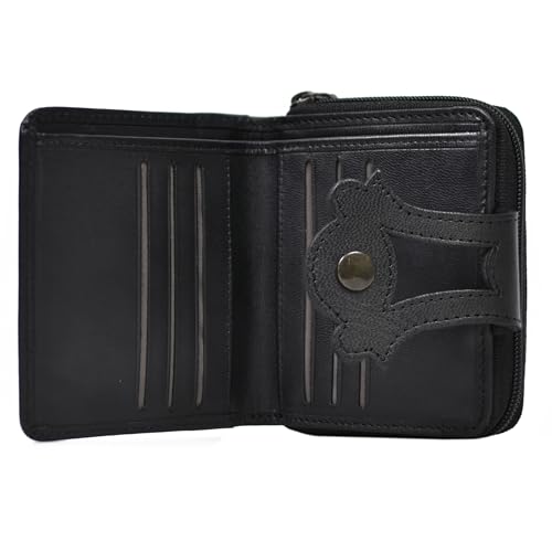 WildHorn RFID Protected Genuine Leather Wallet for Women with 8 Card Slots | Stylish Purse for Women/Girls (Black)