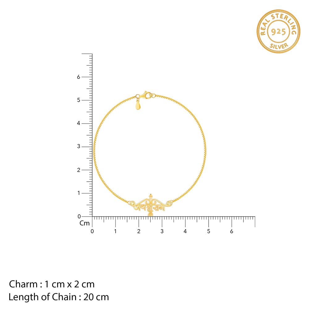 GIVA 925 Silver Golden Classic Jai Shree Ram Bracelet Rakhi| Raksha Bandhan Rakhi for Men| With Certificate of Authenticity and 925 Stamp