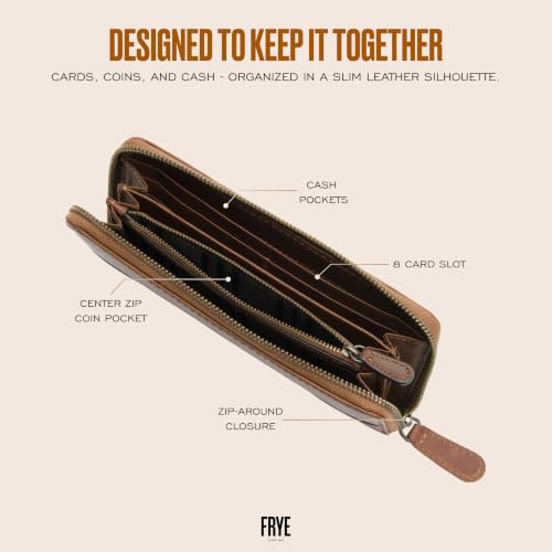 Frye Women's Melissa Zip Wallet, Cognac, One Size