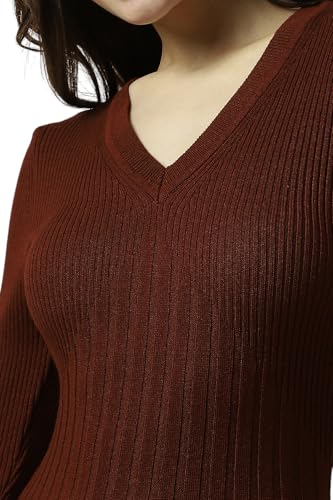 Allen Solly Women's Viscose Modern Calf Length Dress (AHFDWRGHO76981_Brown