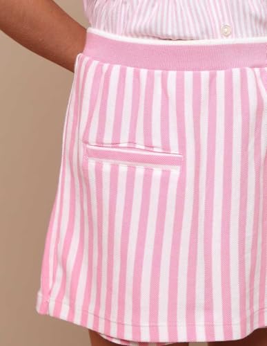 U.S. POLO ASSN. Girls Vertical Striped Skorts (UGSKR0046_Light Pink_3-4Y)