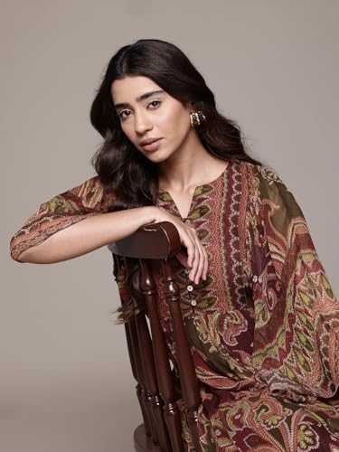 Aarke Ritu Kumar Olive Petal Paisley Midi Dress