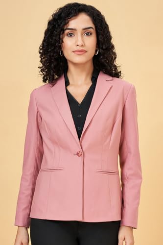 Annabelle by Pantaloons Women's Classic Blazer (110154665008_Dusty Rose