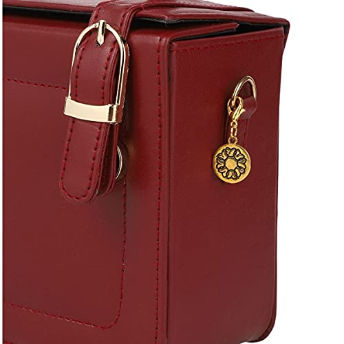 ACCESSHER stylish trendy Maroon Solid Sling Bag for girls and women