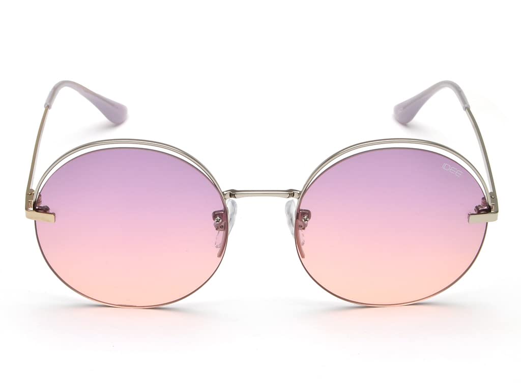 IDEE 100% UV protected sunglasses for Women | Size- Large | Shape- Round | Model- IDS2780C3SG (Shiny Silver)