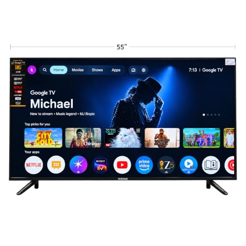 Haikawa 55" 4K Ultra HD Premium Google TV Luxe Series | QLED/DLED Anti-Glare Smart Tv for Home| Dolby Atmos, Google Assistant | Magic Voice Remote