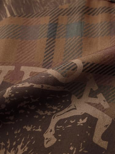 The Souled Store Summer Shirt: Cowboy Men and Boys Short Sleeves Collared Neck Button Front Brown All Over Printed Regular Fit Rayon Holiday Shirts