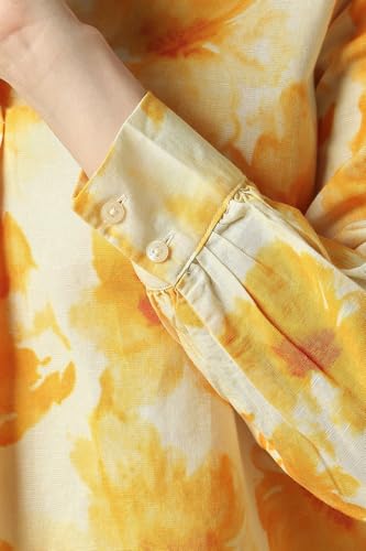 Women Yellow Print Long Sleeves Shirt
