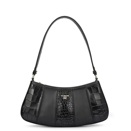 Da Milano Leather Shoulder Bag for Women - Black (01908OL)