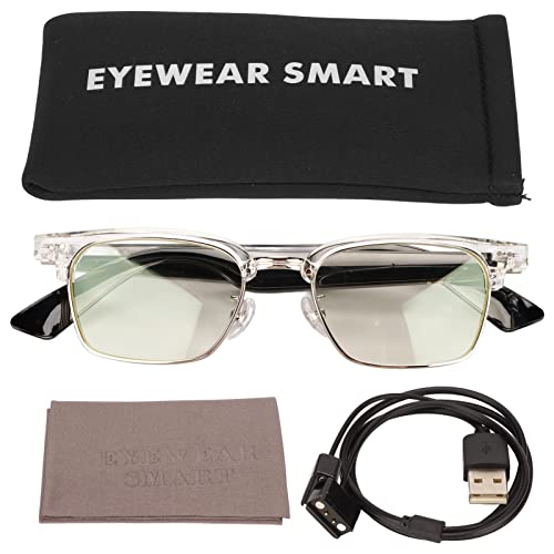 EXCLUZO Smart Glasses, Wireless Glasses HiFi Stereo Stylish Noise Cancellation IPX4 Waterproof Multifunction Prevents Blue Light for Meeting for Gaming