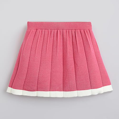 Hopscotch Girls Full Sleeves Pink 2-Pc Floral Applique Sweater & Skirt (3-4 Years)