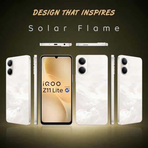 iQOO Z11 Lite 44W 5G (Solar Flame, 6GB RAM, 256GB Storage) | 6500mAh Battery with 44W Fast Charging* | Dimensity 6300 with 579k+ AnTuTu Score* | OriginOS 6.0 with AI Creation* & Private Space*