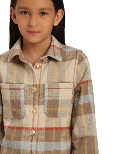 VERO MODA Girl's Checked Regular Fit Brown Shirt