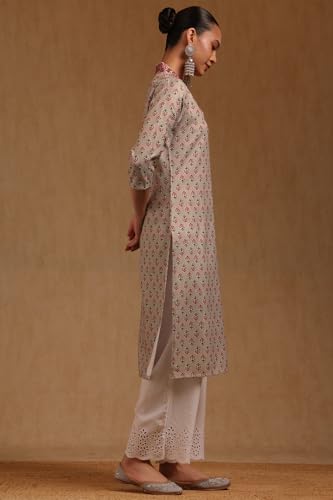 Soch Womens Green Pure Cotton Floral Embroidered Kurta