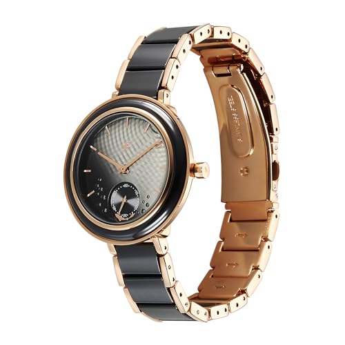 Fastrack Oceanyx - Ceramic Quartz Black Round Dial Women's Watch | Brass Solid Links Material | Multi Color Band - 6315KD03