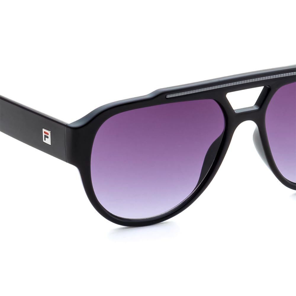 FILA sunglasses| 100% UV protected | Gradient | Full Rim | Pilot | Men | Large | Shiny Black-Shiny Dark Gun Acetate Frame | Smoke Gradient Lens