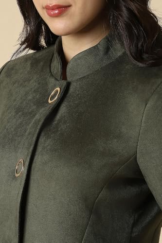 Women Olive Solid Formal Jacket