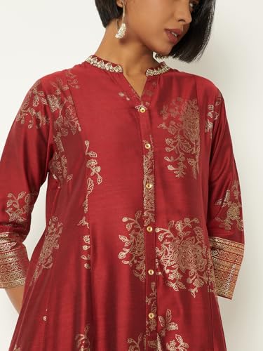 Max Women Floral Print Kalidar Kurta(Red_XL)