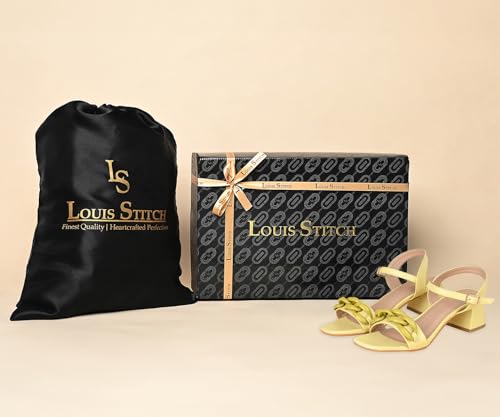 LOUIS STITCH Women’s Yellow Block Heel Sandals | Comfortable Sandal for Ladies | LSOF-FI10-BHBS | UK-6