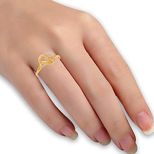 P.C. Chandra Jewellers Women's Metal Yellow-Gold 14k (585) Yellow Gold and American Diamond Ring - 1.012 Gram