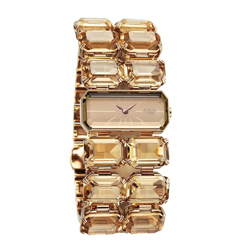 Titan Raga Cocktails Quartz Analog Brown Dial Metal Strap Watch for Women